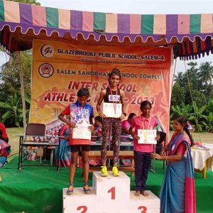 In the under 14 category, Senthalir got a gold in longjump and a bronze in the 100m sprint at the district level in Glaze Brooke CBSE School, Salem.